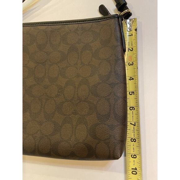 Coach Signature Crossbody Purse Zip File Brown Black Designer Bag Medium - Picture 3 of 10